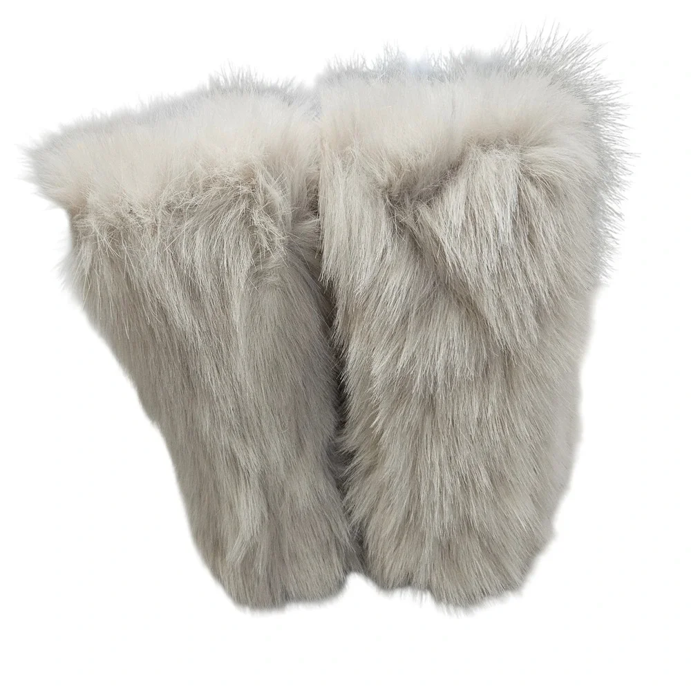 Wild Diva Faux Fur Boots Womens 6.5 Beige Shaggy Melanie-21 Yeti Apres Ski Style